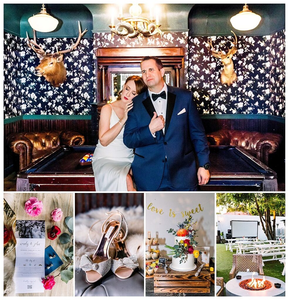 bride and groom in vintage venue, wedding flat lay, wedding cake, bride shoes